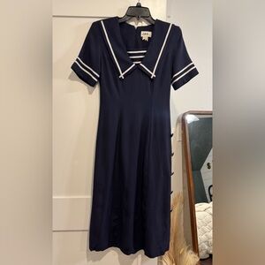 J.B.S. Blue and White Sailor Collar Vintage Dress